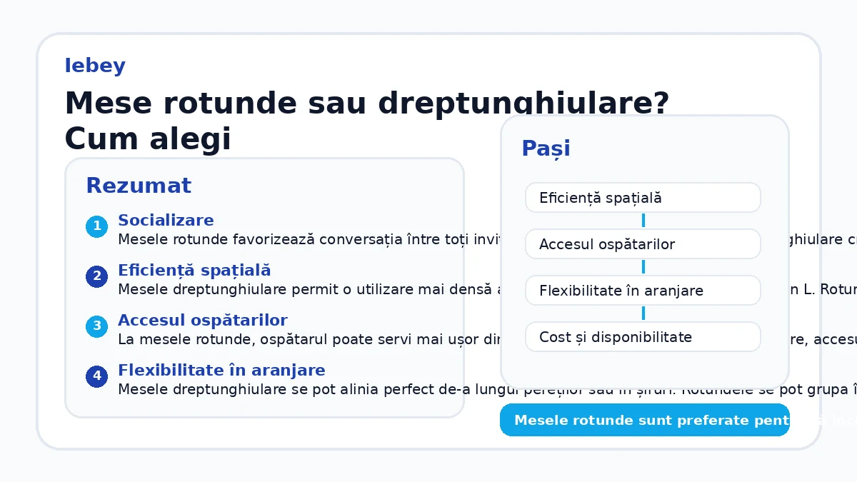 Mese rotunde sau dreptunghiulare? Cum alegi