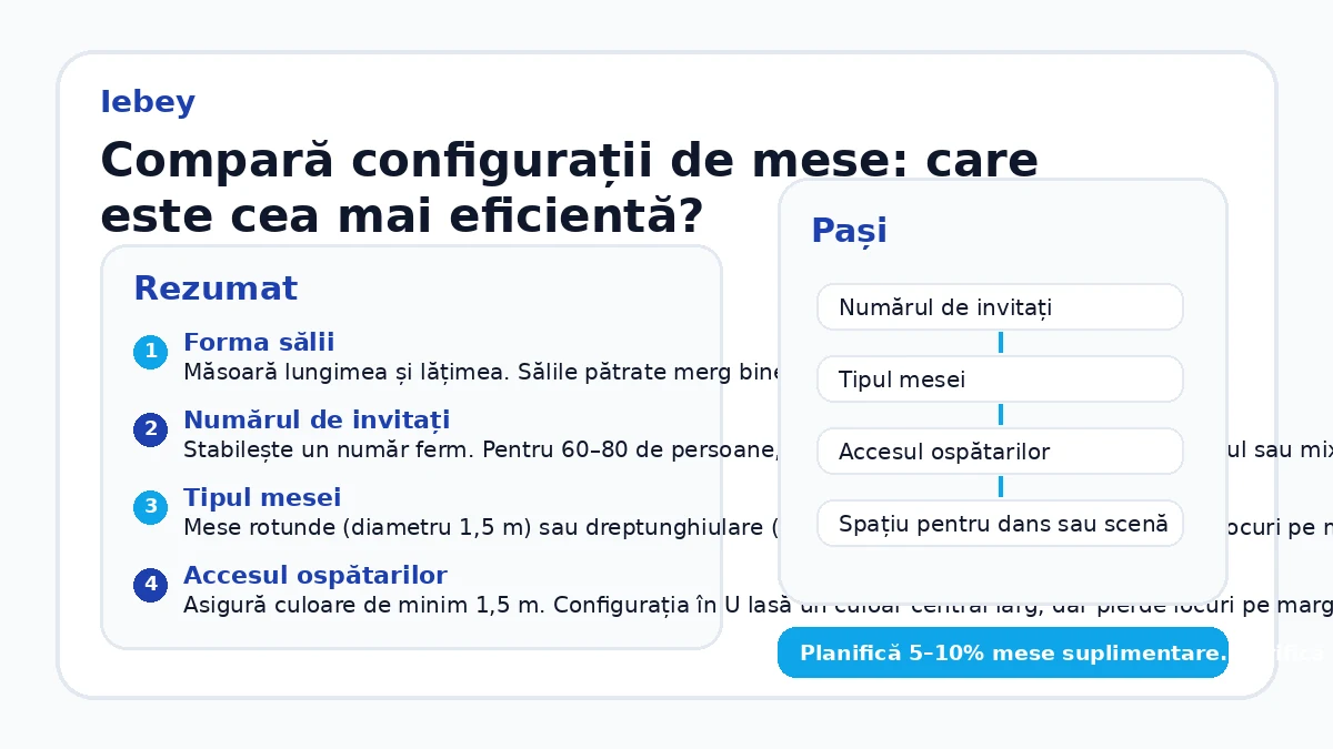Compară configurații de mese: care este cea mai eficientă?