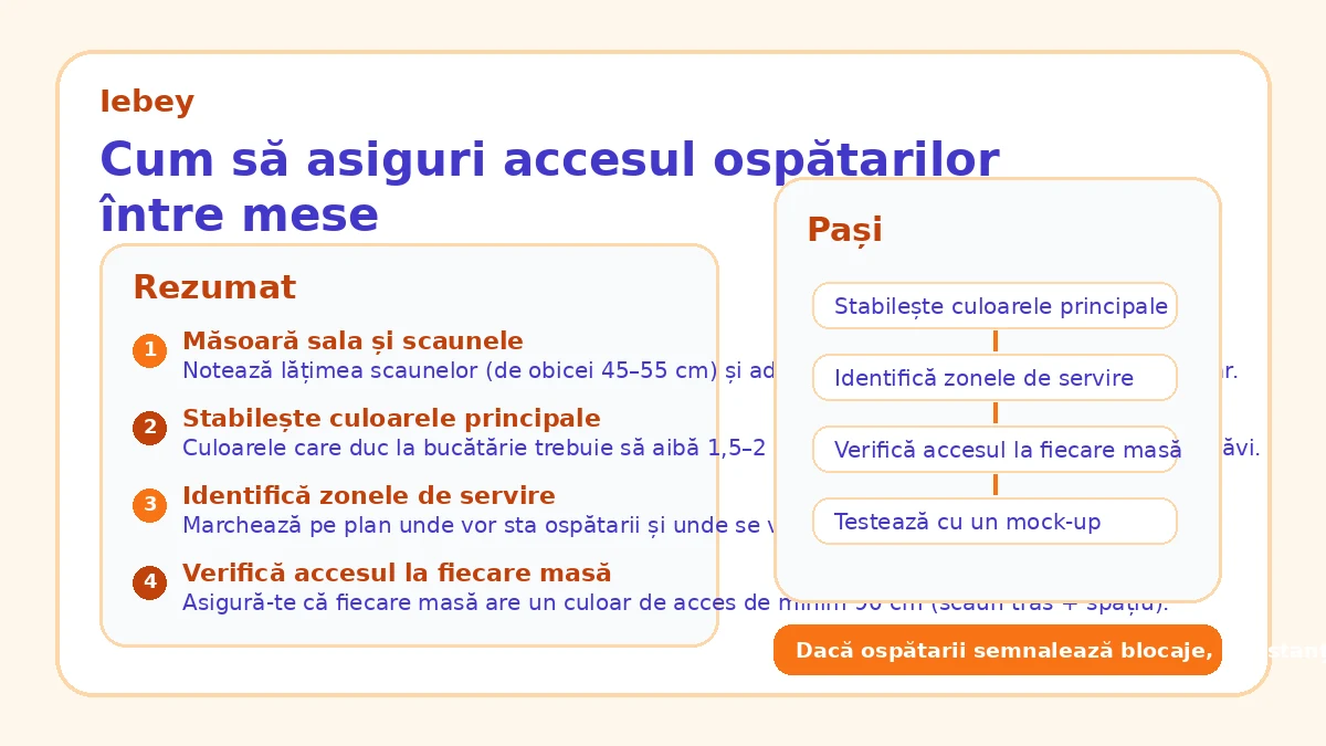 Cum să asiguri accesul ospătarilor între mese