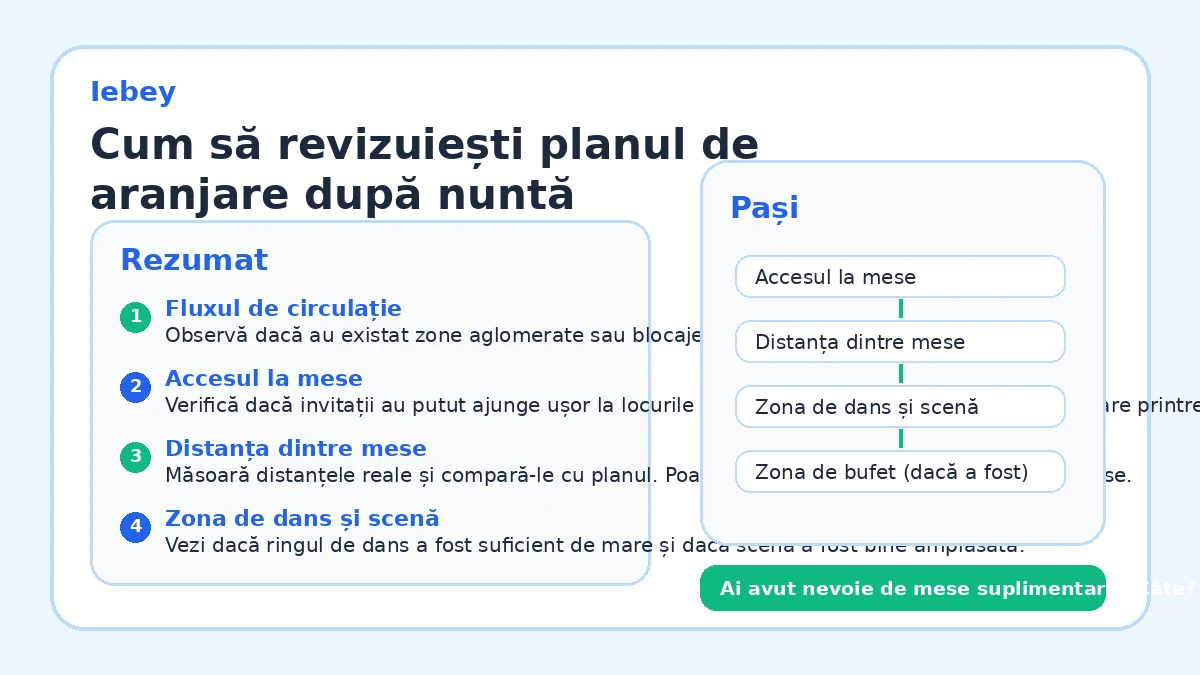 Cum să revizuiești planul de aranjare după nuntă